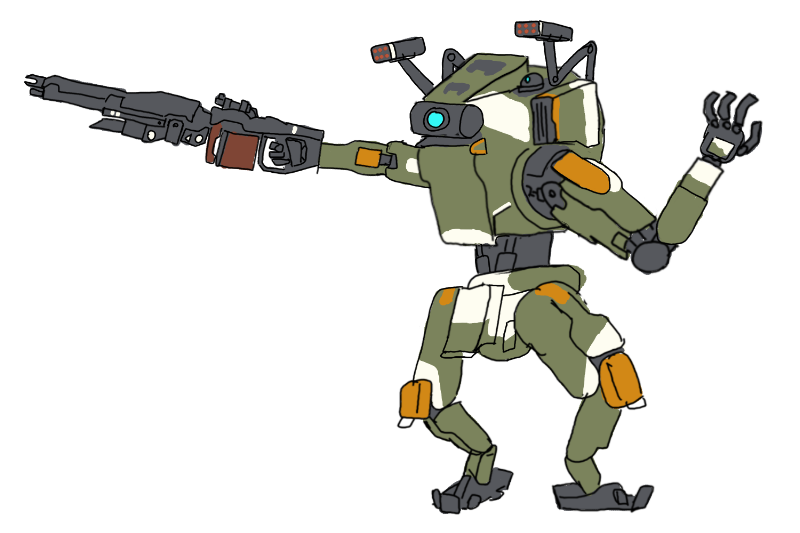 BT-7274 from Titanfall 2 drawn in the style of the ‘chad’ of the ‘virgin vs chad’ meme