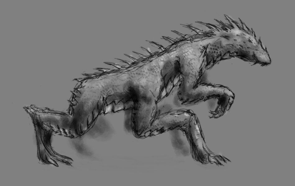 Quadrupedal alien creature covered in spikes and armour