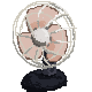 Pixel art of a fan